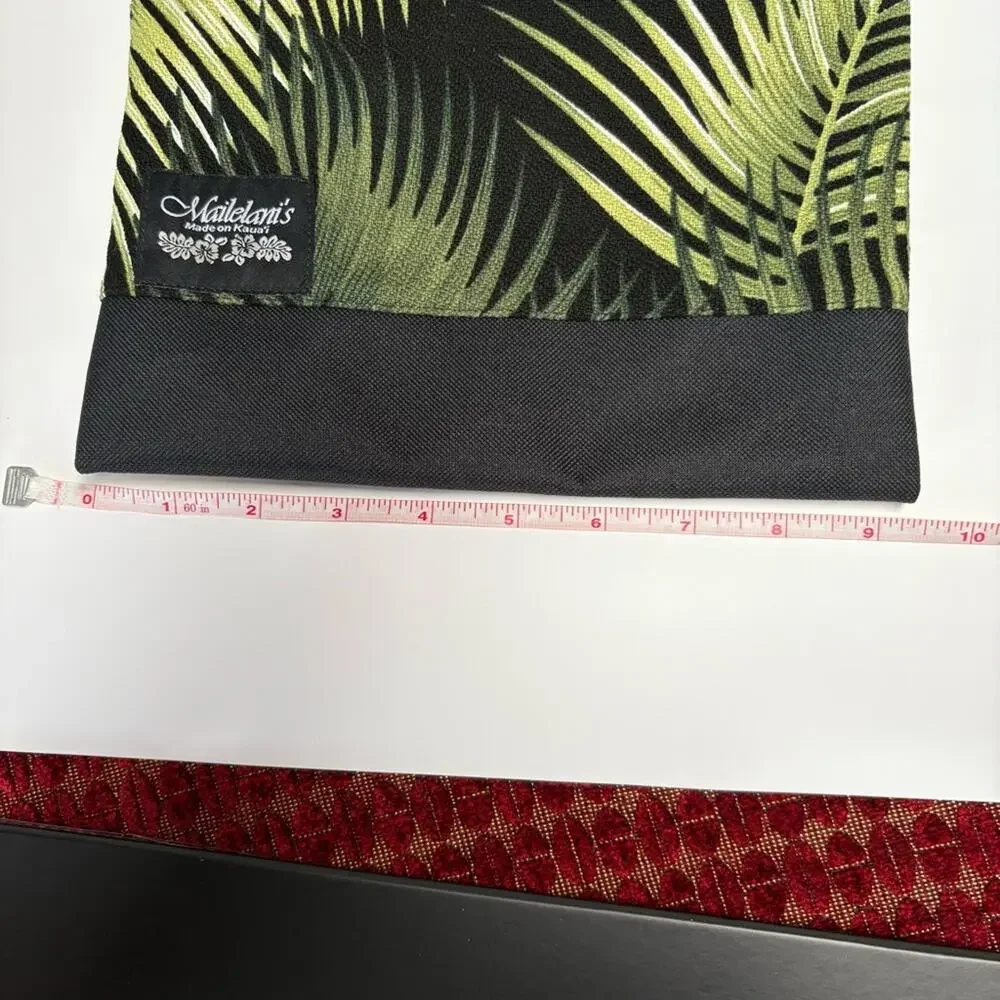 Mailelani's Kauai Elite Travel Bag Crossbody Purse Green Black Palm Print Hawaii